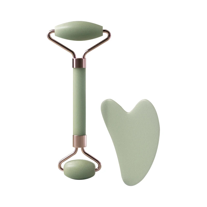 Rose Quartz Face Roller & Gua Sha Set – Facial Massage Tool for Eyes, Neck & Skincare Lifting