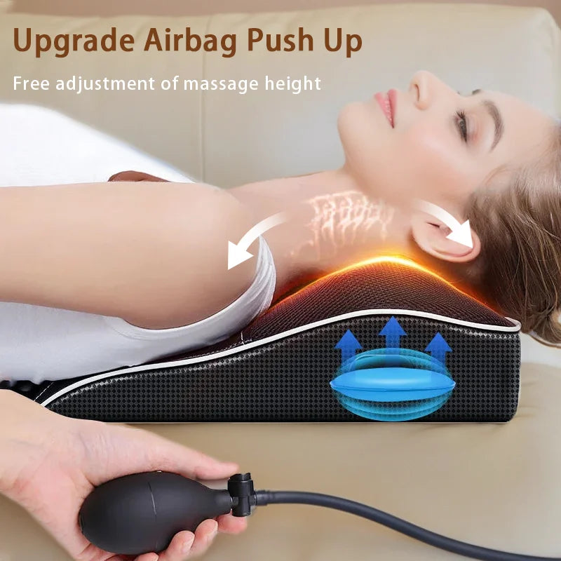 Shiatsu Neck & Back Massager with Heat & Airbag Traction – Deep Kneading Pain Relief.