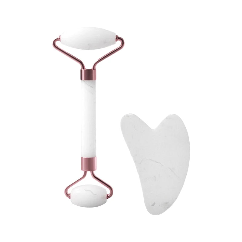 Rose Quartz Face Roller & Gua Sha Set – Facial Massage Tool for Eyes, Neck & Skincare Lifting