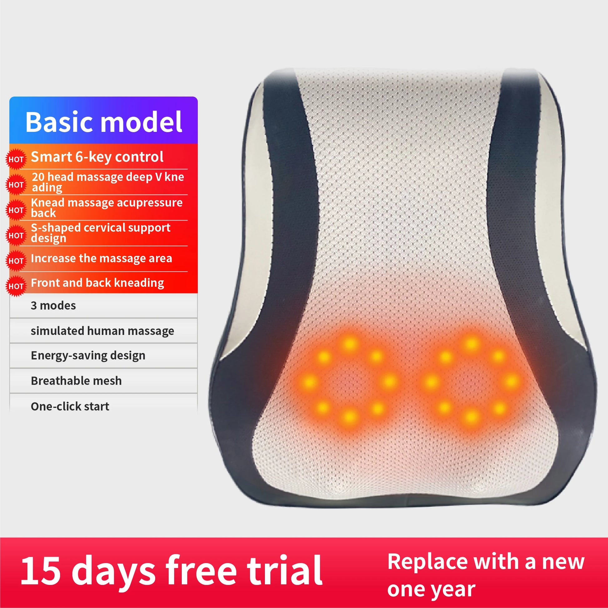 Shiatsu Neck & Back Massager with Heat & Airbag Traction – Deep Kneading Pain Relief