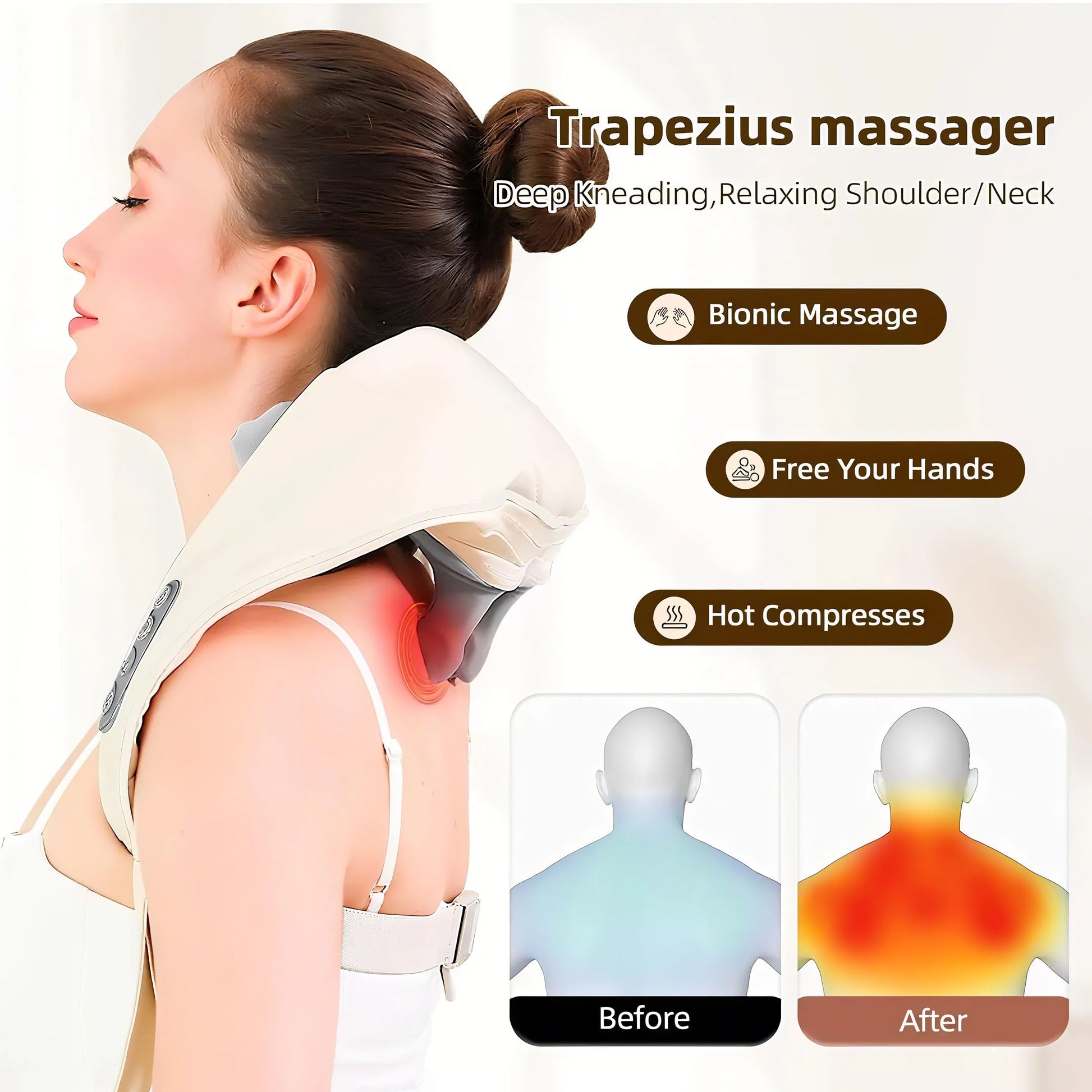 Cordless Shiatsu Neck & Shoulder Massager with Heat