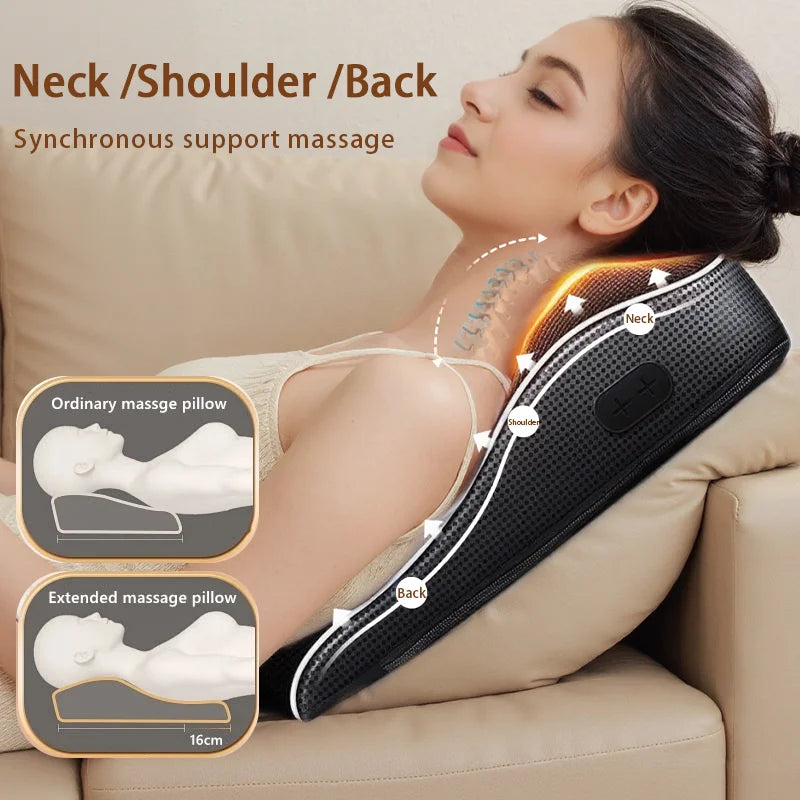 Shiatsu Neck & Back Massager with Heat & Airbag Traction – Deep Kneading Pain Relief.