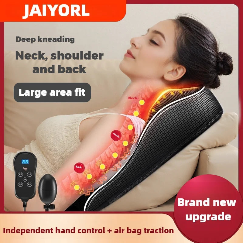 Shiatsu Neck & Back Massager with Heat & Airbag Traction – Deep Kneading Pain Relief.