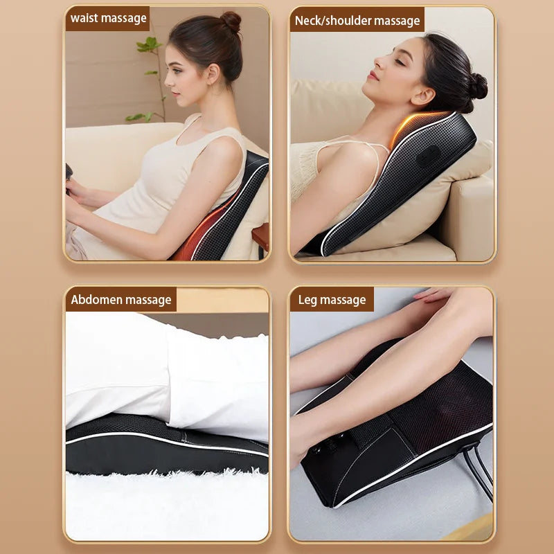 Shiatsu Neck & Back Massager with Heat & Airbag Traction – Deep Kneading Pain Relief.