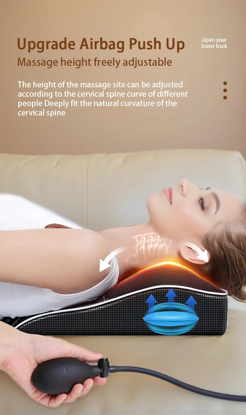 Shiatsu Neck & Back Massager with Heat & Airbag Traction – Deep Kneading Pain Relief.
