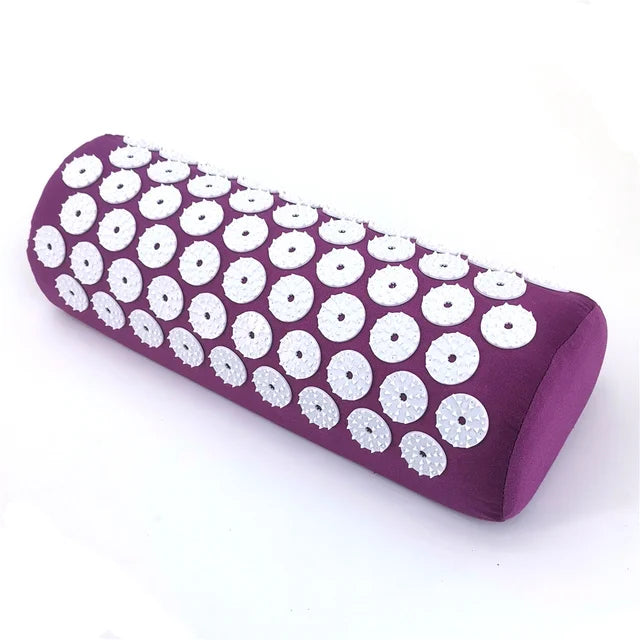 Acupressure Yoga Mat & Pillow Set for Back, Neck & Foot Pain Relief – Purple Massage Pad with Travel Bag.