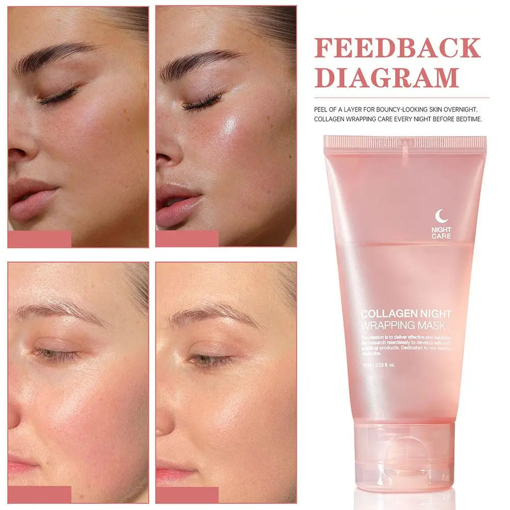 Hydrolyzed Collagen Overnight Peel-Off Face Mask – Anti-Aging, Hydrating & Firming Treatment for Glowing Skin.