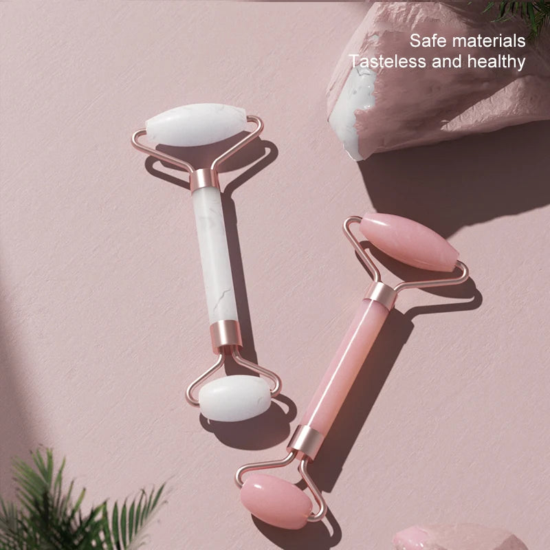 Rose Quartz Face Roller & Gua Sha Set – Facial Massage Tool for Eyes, Neck & Skincare Lifting.
