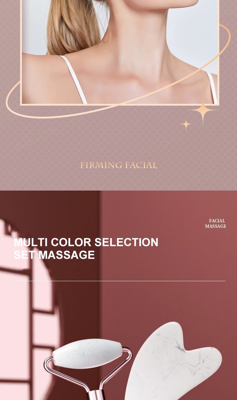 Rose Quartz Face Roller & Gua Sha Set – Facial Massage Tool for Eyes, Neck & Skincare Lifting.