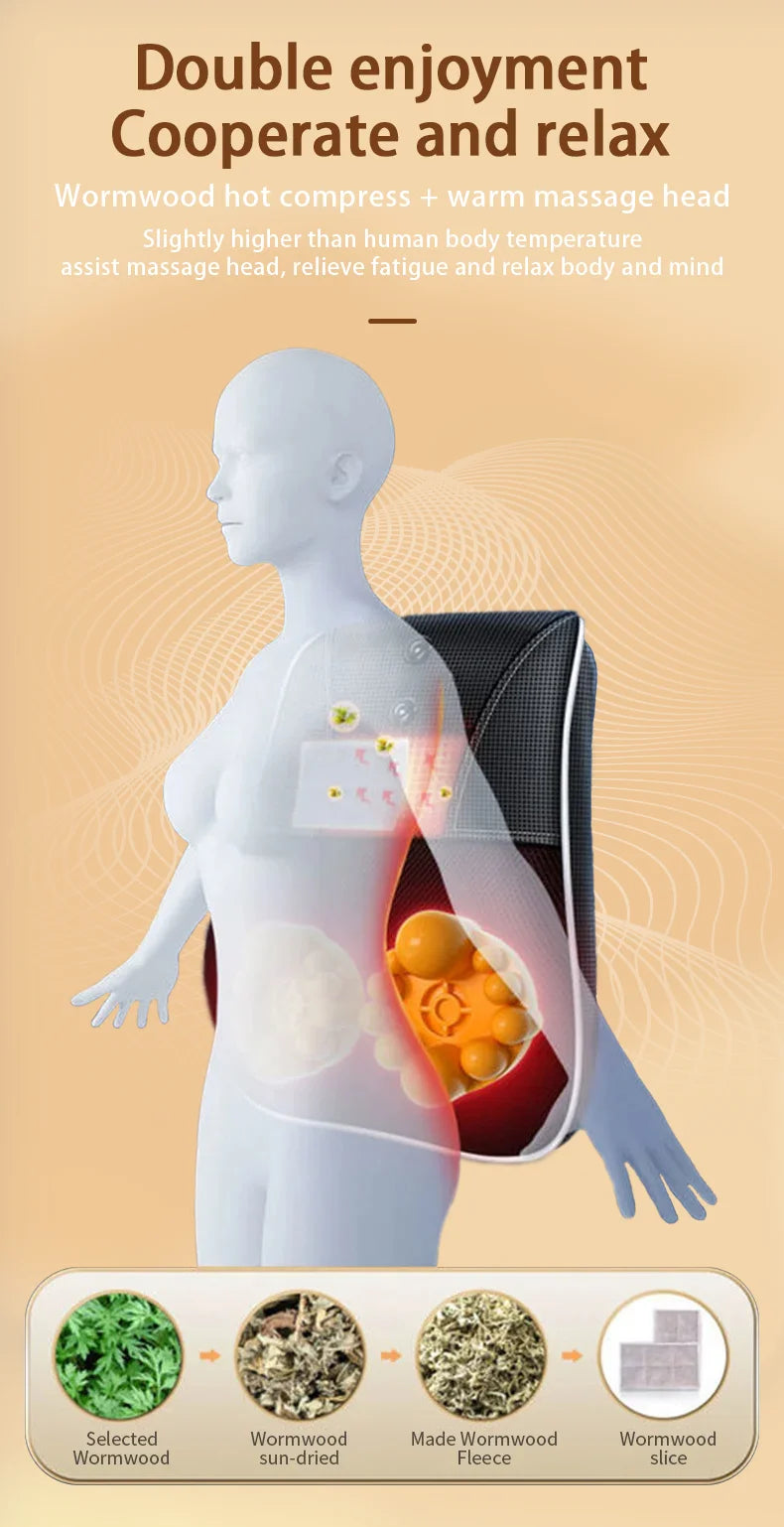 Shiatsu Neck & Back Massager with Heat & Airbag Traction – Deep Kneading Pain Relief.