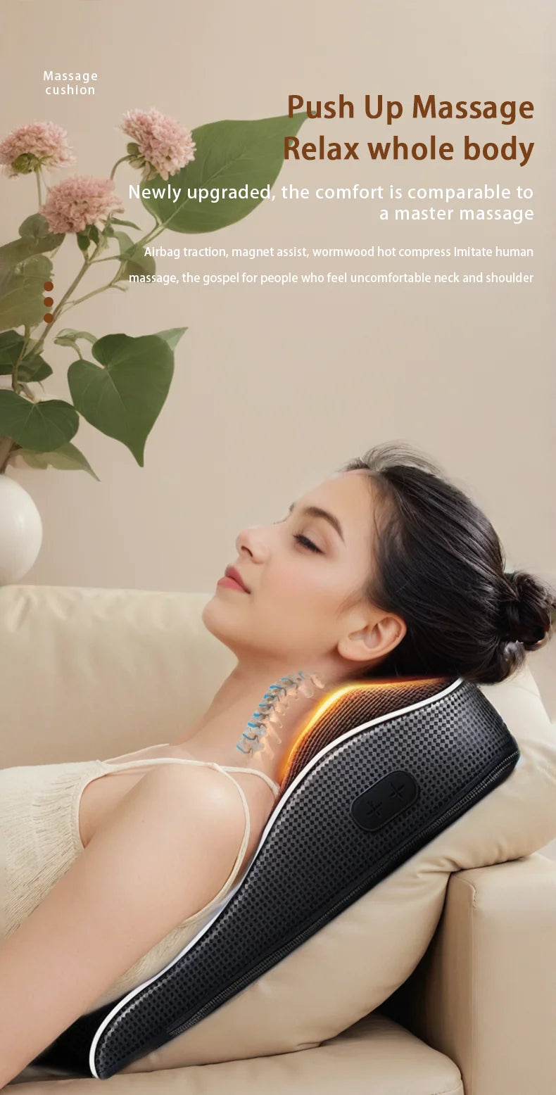 Shiatsu Neck & Back Massager with Heat & Airbag Traction – Deep Kneading Pain Relief.