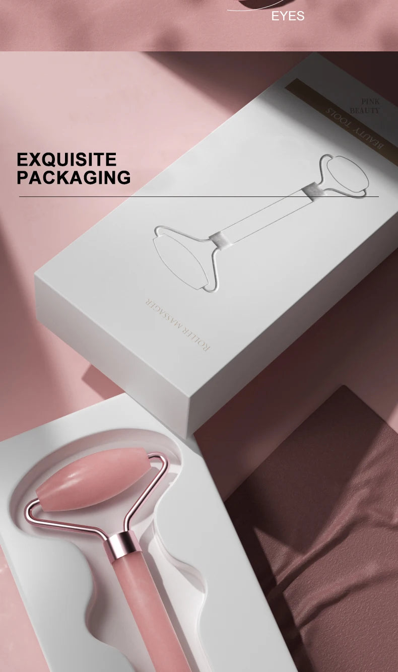 Rose Quartz Face Roller & Gua Sha Set – Facial Massage Tool for Eyes, Neck & Skincare Lifting.