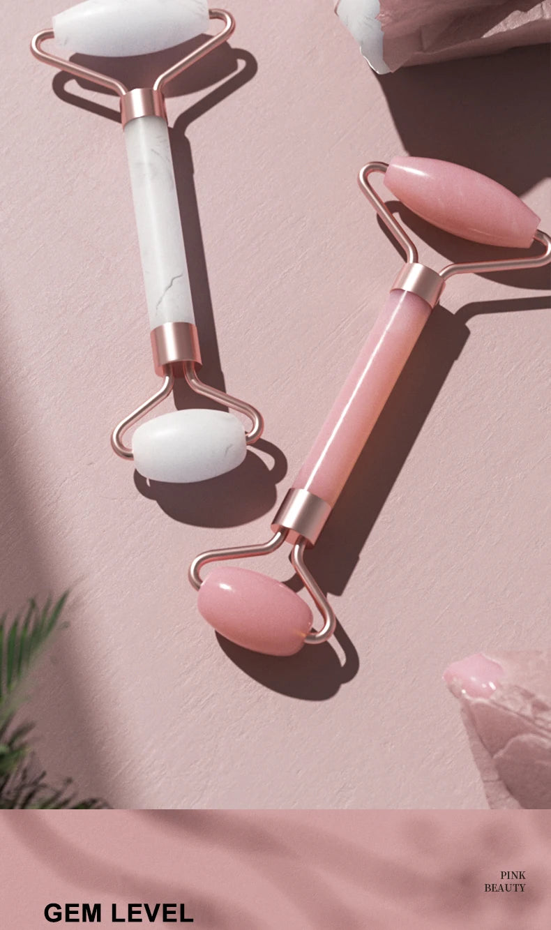 Rose Quartz Face Roller & Gua Sha Set – Facial Massage Tool for Eyes, Neck & Skincare Lifting.