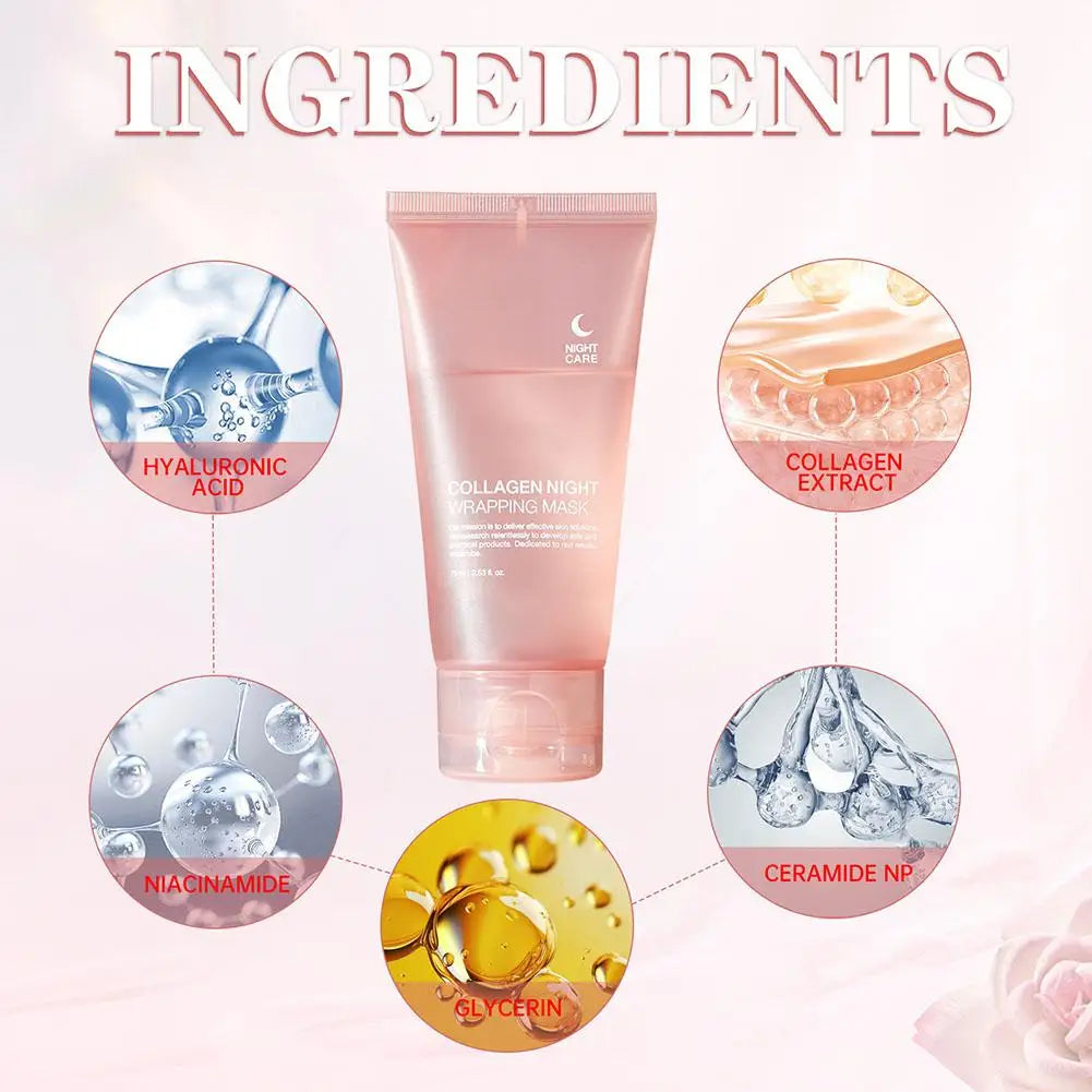 Hydrolyzed Collagen Overnight Peel-Off Face Mask – Anti-Aging, Hydrating & Firming Treatment for Glowing Skin.