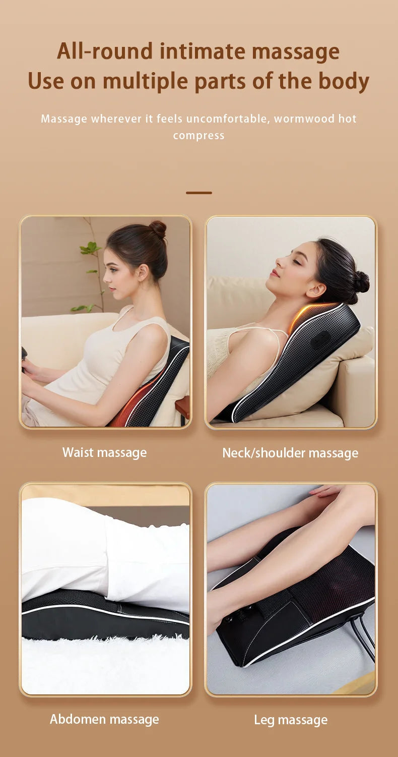 Shiatsu Neck & Back Massager with Heat & Airbag Traction – Deep Kneading Pain Relief