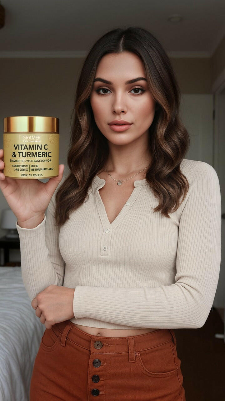 YoungCome Vitamin C & Turmeric Face Cream • Brightening Moisturizer with 5% Hyaluronic Acid for Even Skin Tone & Anti-Aging.