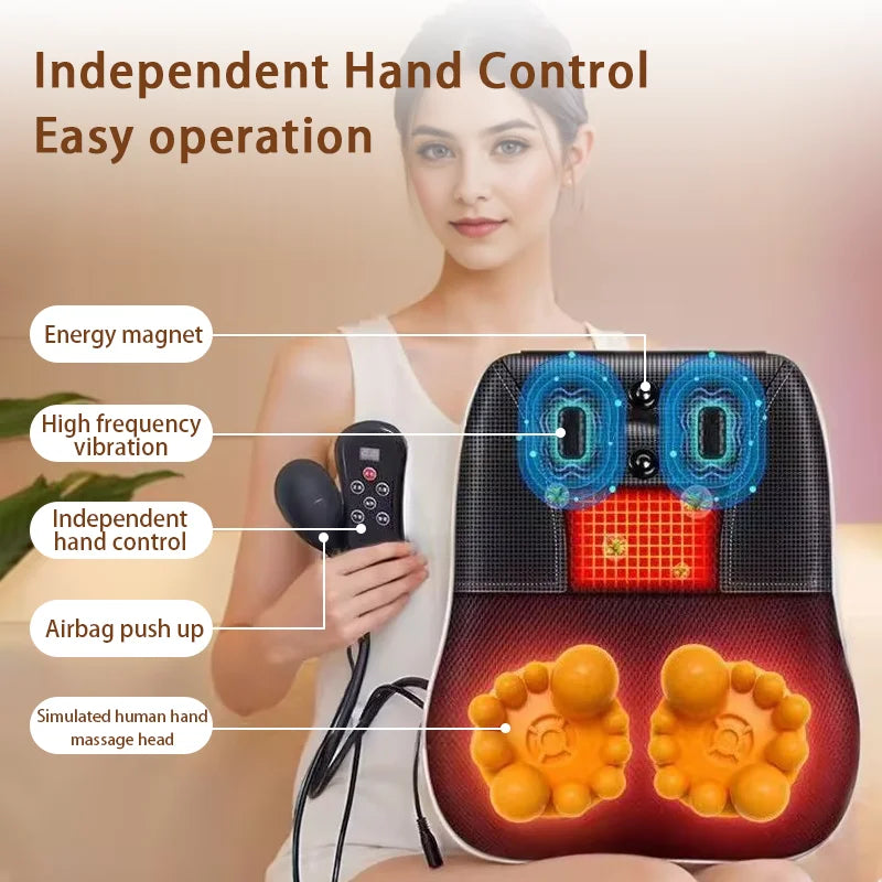 Shiatsu Neck & Back Massager with Heat & Airbag Traction – Deep Kneading Pain Relief.