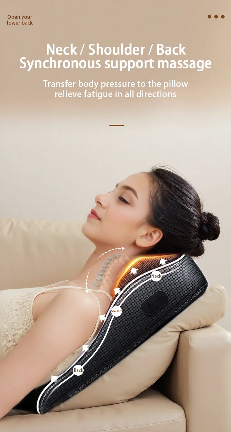 Shiatsu Neck & Back Massager with Heat & Airbag Traction – Deep Kneading Pain Relief.