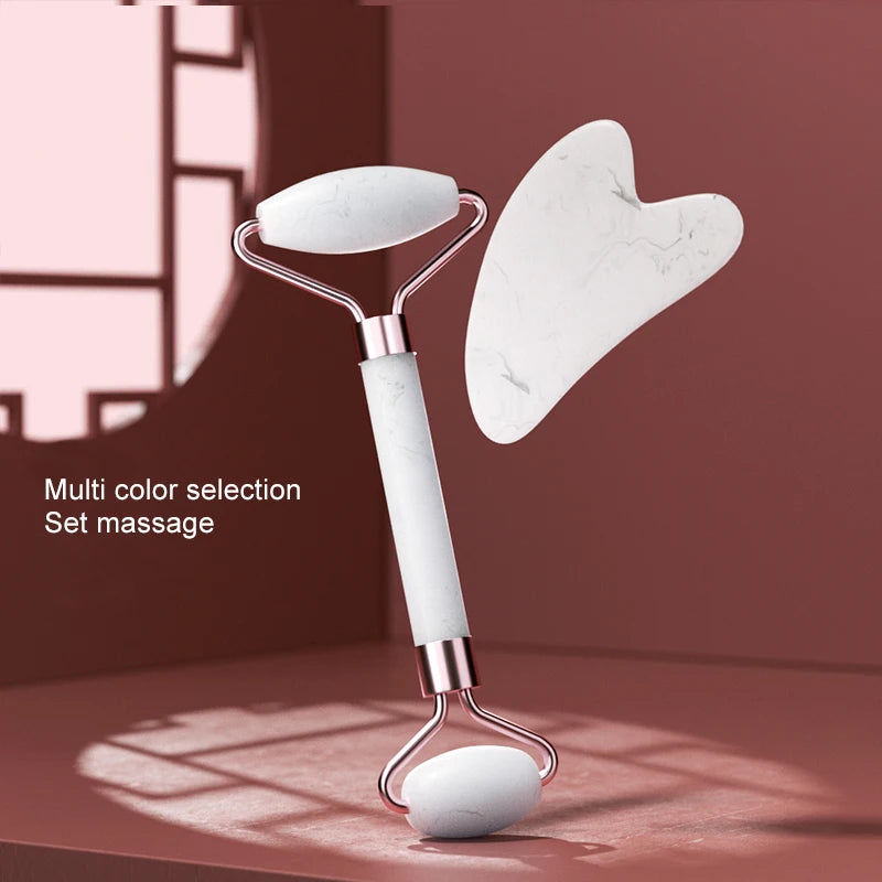 Rose Quartz Face Roller & Gua Sha Set – Facial Massage Tool for Eyes, Neck & Skincare Lifting.