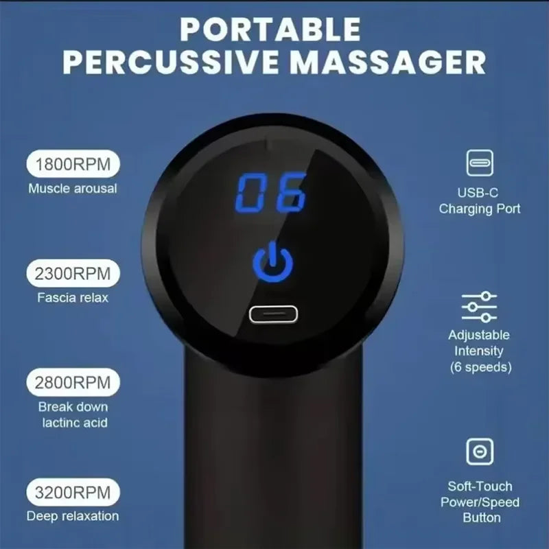 Portable Deep Tissue Massage Gun – Mini Fascia Gun for Muscle Recovery & Pain Relief, Adjustable Speed, Lightweight Full Body Massager.